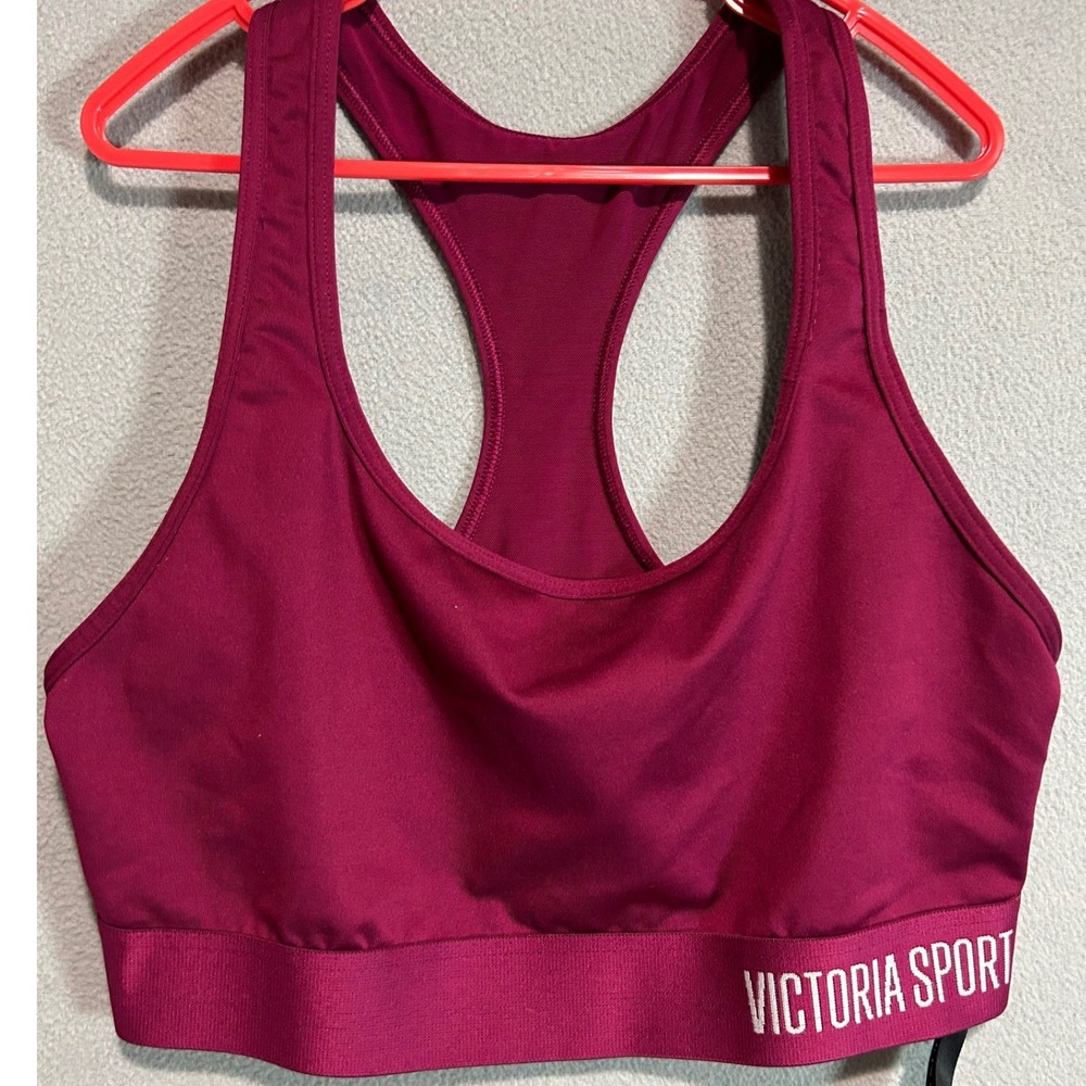 Victoria Sport Sports Bra Women Small Burgundy Racerback Logo Sporty Gym Fitness